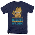 Garfield Never Wrong Mens T Shirt Navy Blue Officially Licensed