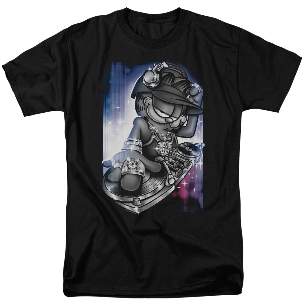 Garfield Dj Lazy Mens T Shirt Black Officially Licensed