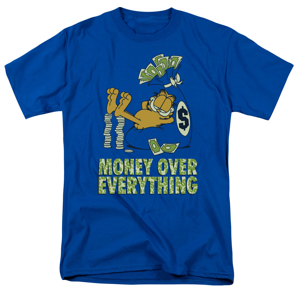 Garfield Money Is Everything Mens T Shirt Royal Blue Officially Licensed