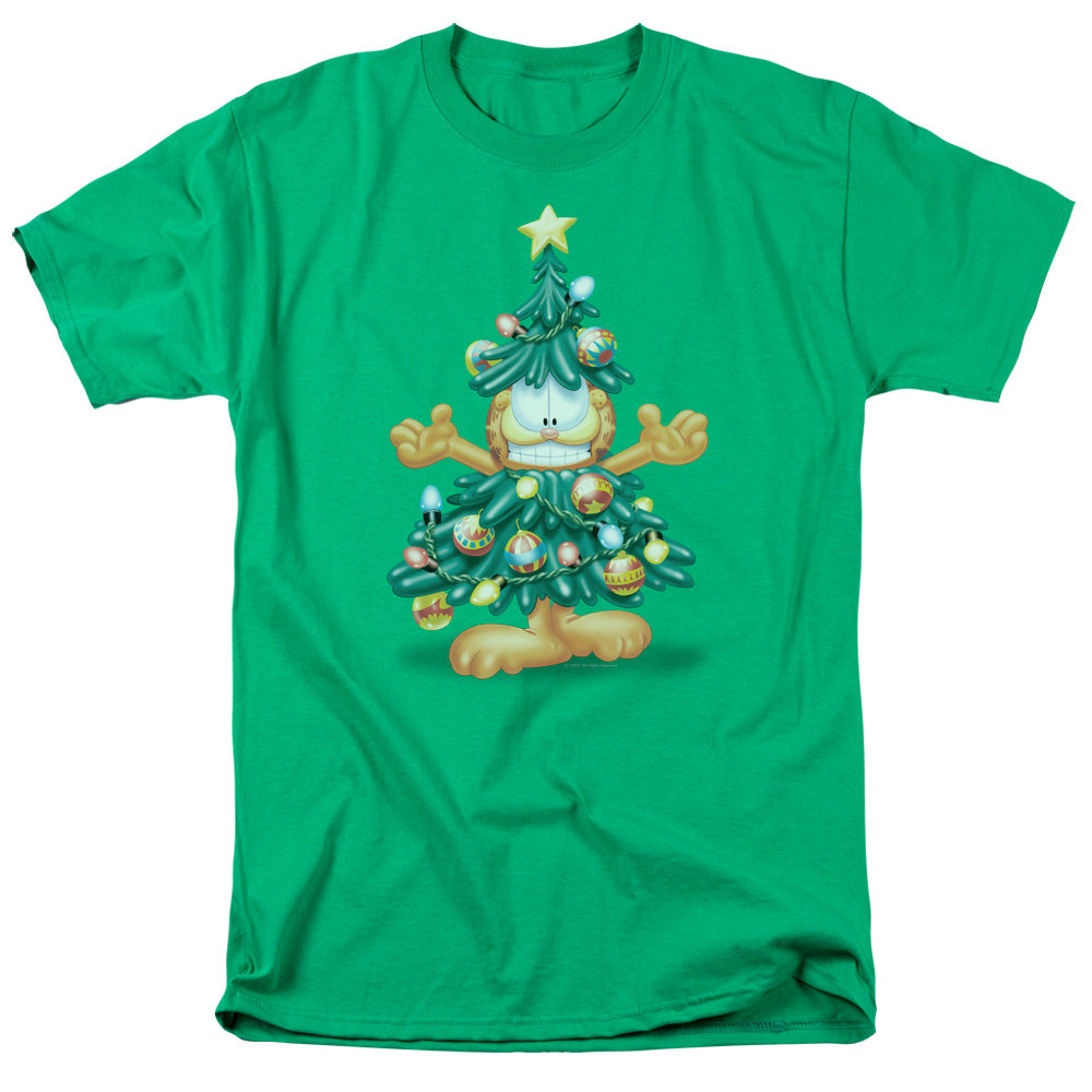 Garfield Tree Mens T Shirt Kelly Green Officially Licensed