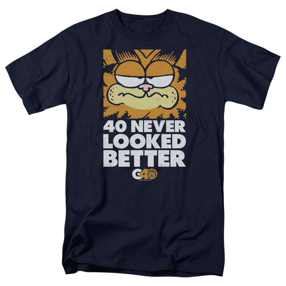 Garfield 40 Looks Mens T Shirt Navy Blue Officially Licensed