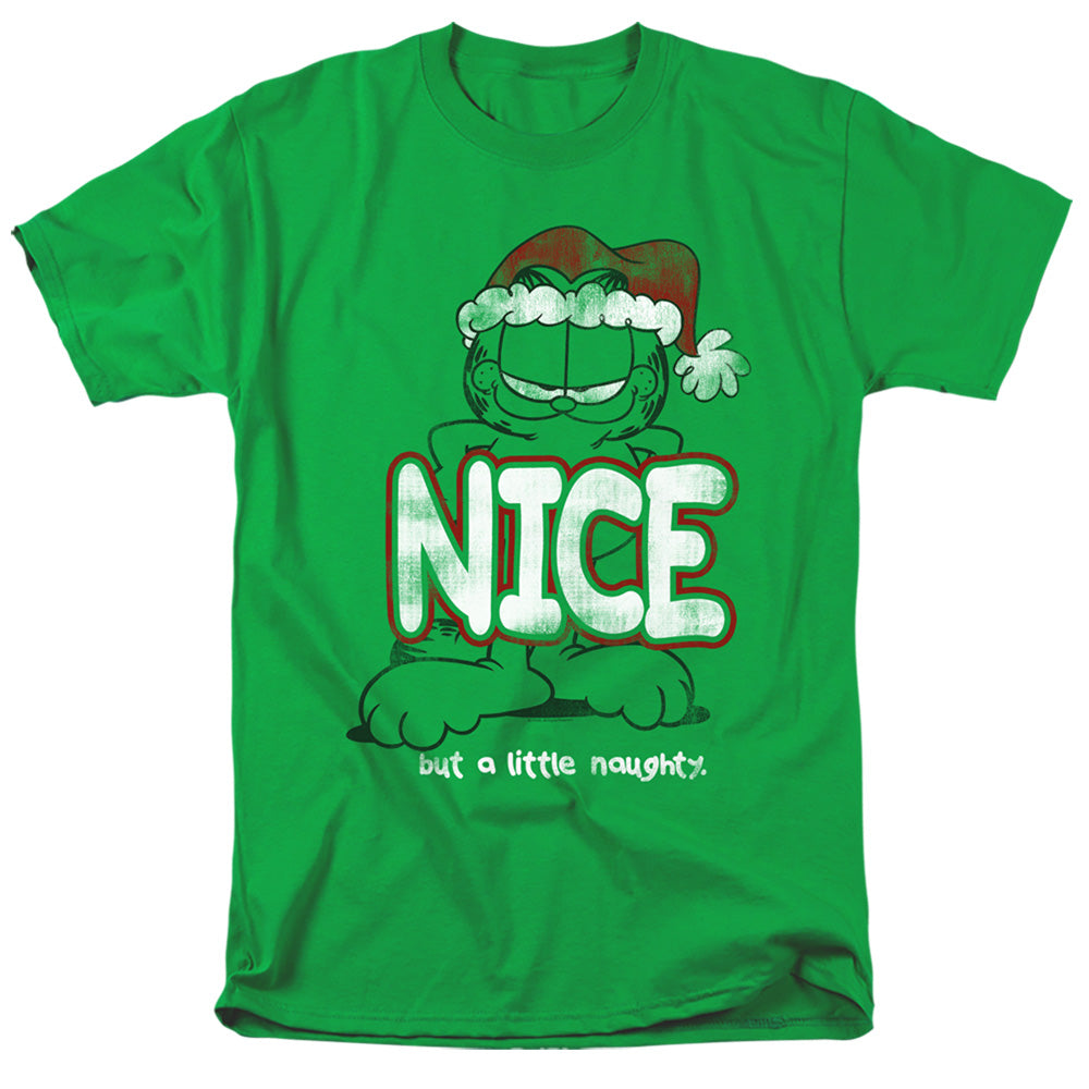 Garfield A Little Naughty Mens T Shirt Kelly Green Officially Licensed