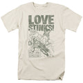 Green Lantern Love Stinks Mens T Shirt Cream Officially Licensed