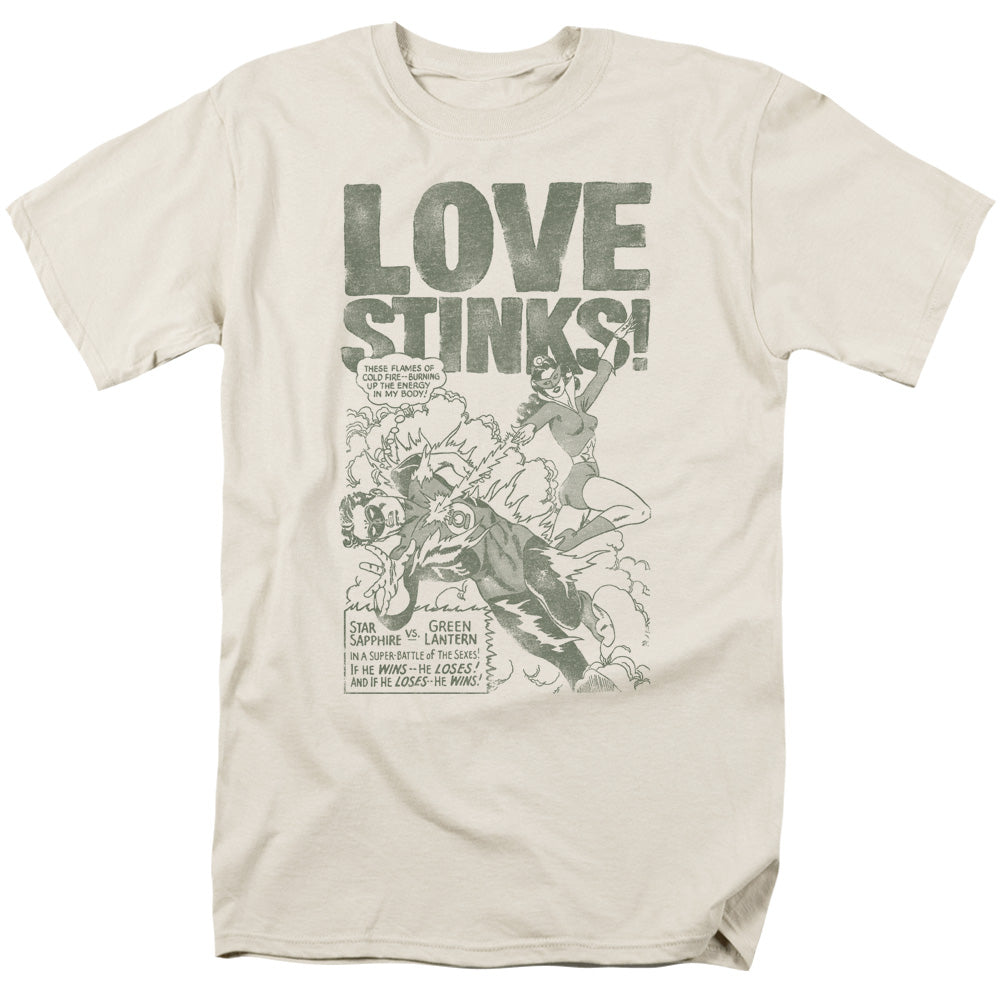 Green Lantern Love Stinks Mens T Shirt Cream Officially Licensed