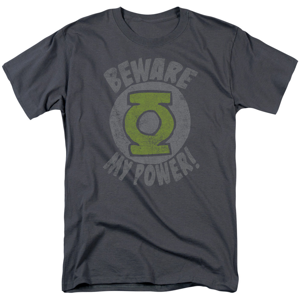 Green Lantern Beware Mens T Shirt Charcoal Officially Licensed