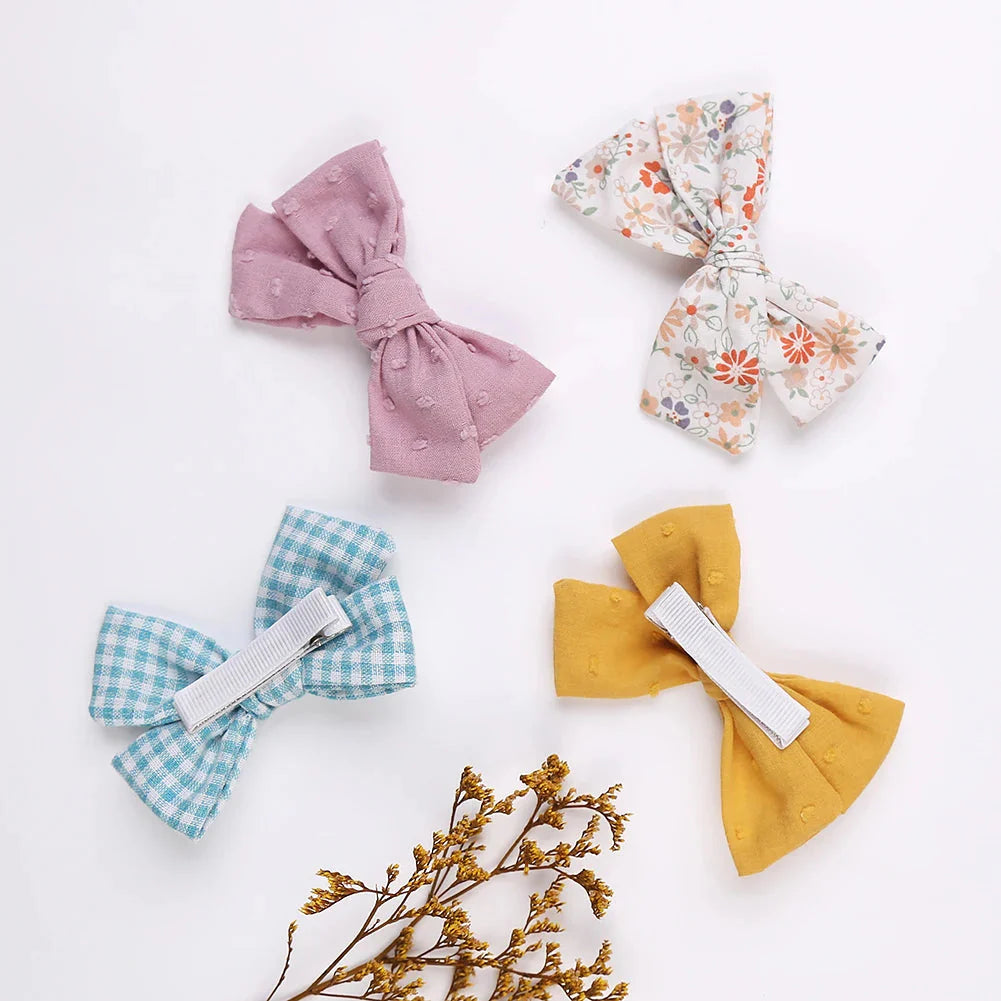4Pcs Leopard Print Hair Bow Clips for Baby Girls Lace Barrettes