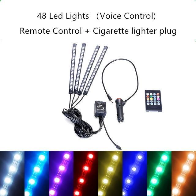 Lights LED Car Strip Lights with Two-Line Waterproof Design RGB LED Strip Light With USB Wireless Remote Music Control Multiple Modes For Auto Car