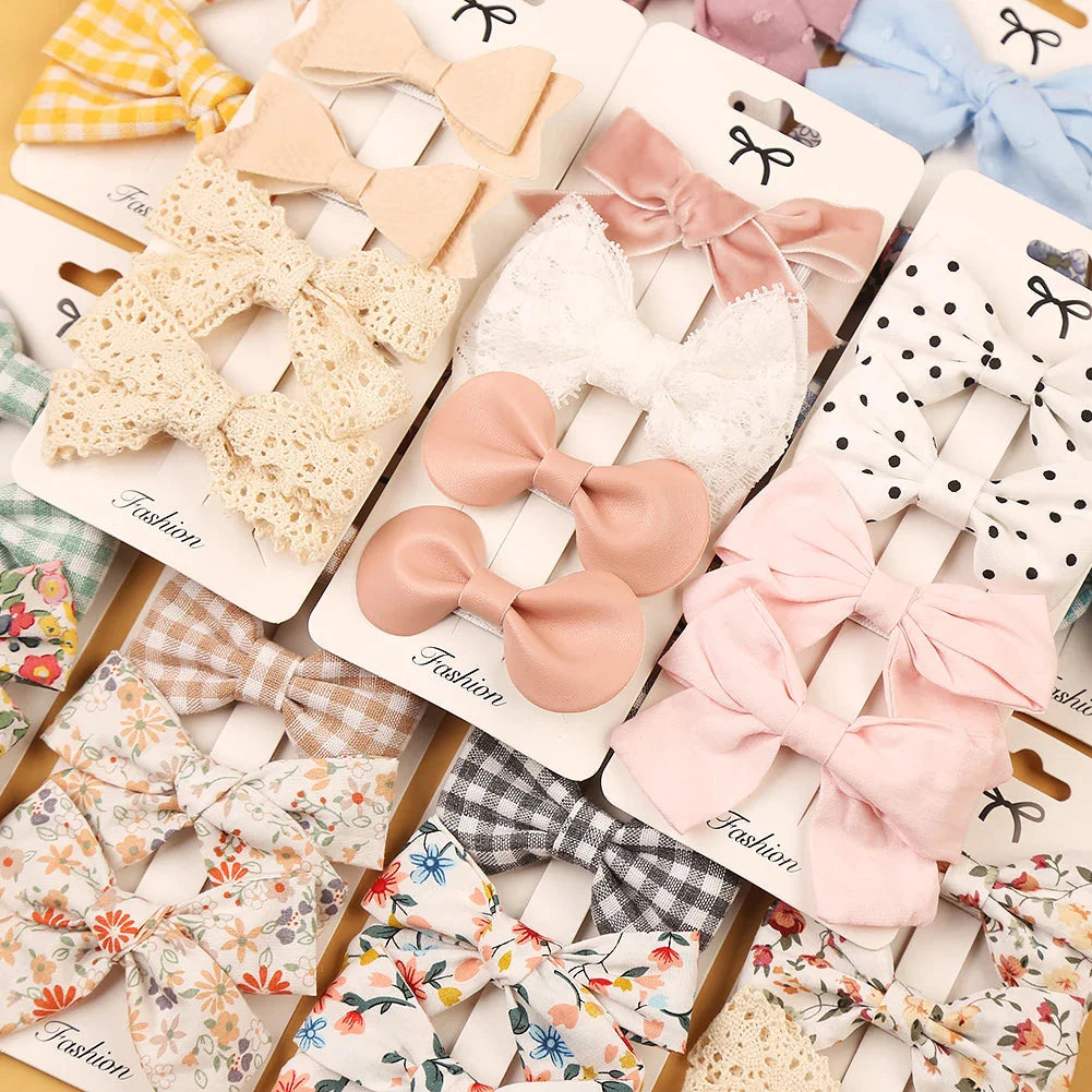 4Pcs Leopard Print Hair Bow Clips for Baby Girls Lace Barrettes