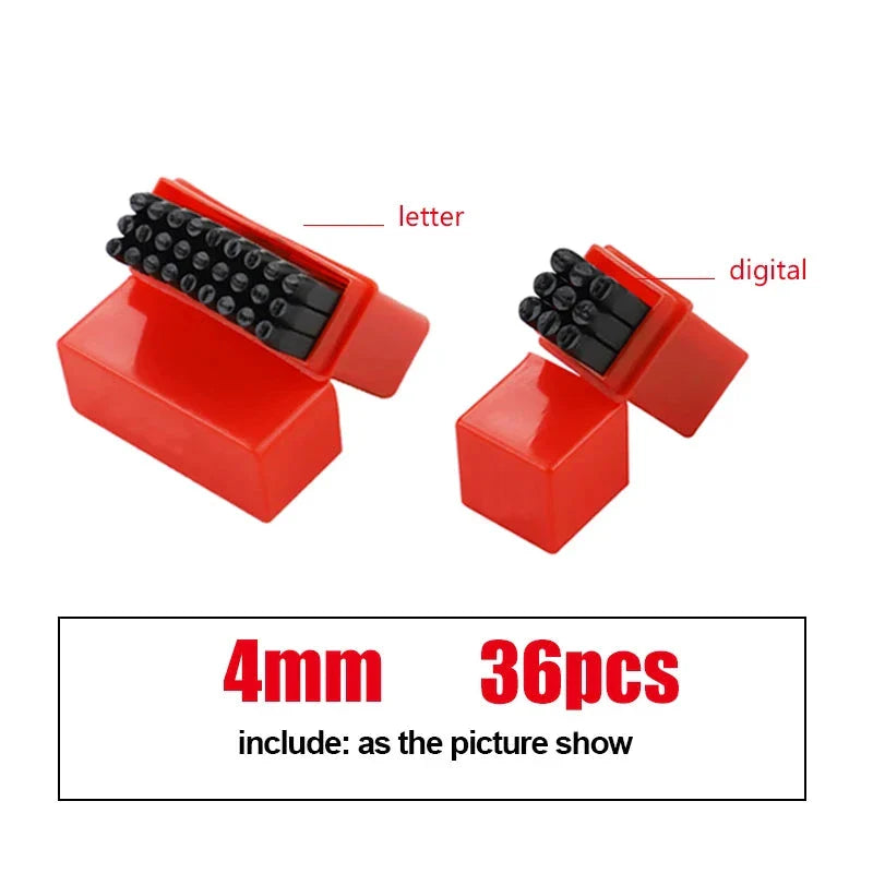 Letter & Number Stamp Punch Set - Hardened Steel for Metal, Wood, Leather (A-Z, 0-9)