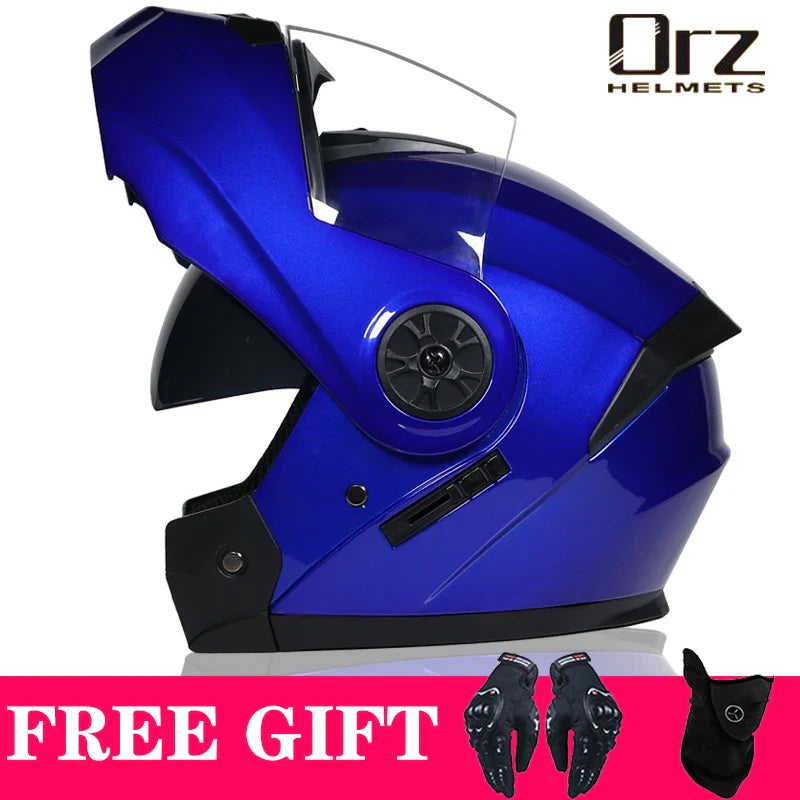 Latest DOT Approved Safety Modular Flip Motorcycle Helmet Voyage Racing Dual Lens Helmet Interior Visor Orz-161