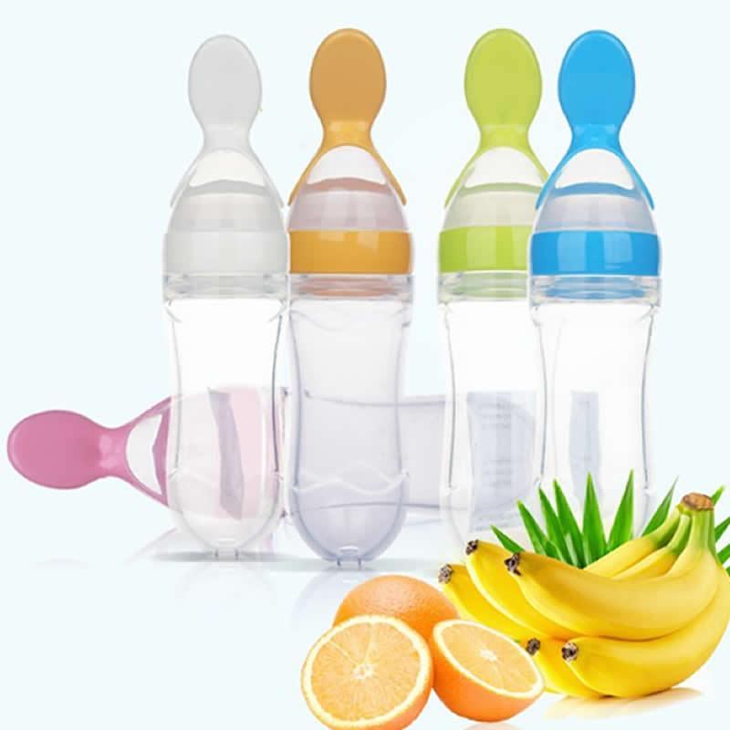 NEW Baby Feeding Bottle Spoon With Silicone Spoon Newborn Infant Squeeze Spoon Toddler Supplement food Bottle Feeder For Kids and Baby