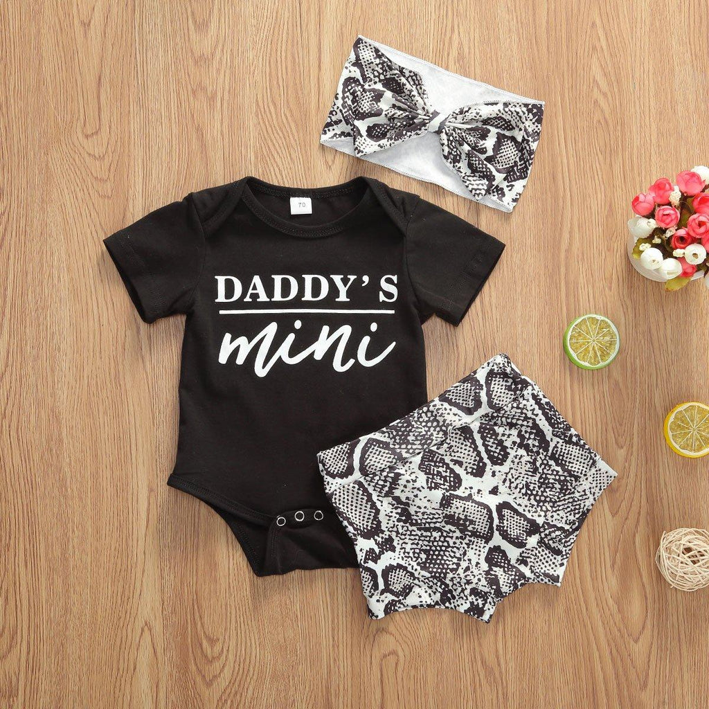Newborn Infant Baby Girls Clothes Sets Shorts Sleeve Romper Tops , Shorts , Headband InElegant Modern Design For Daddys Girl