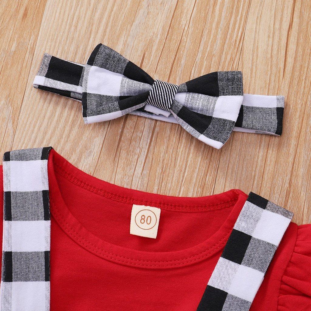 Cute Outfits Autumn Winter Plaid Suspender  Christmas Dress Clothing  Kids Girls Skirts