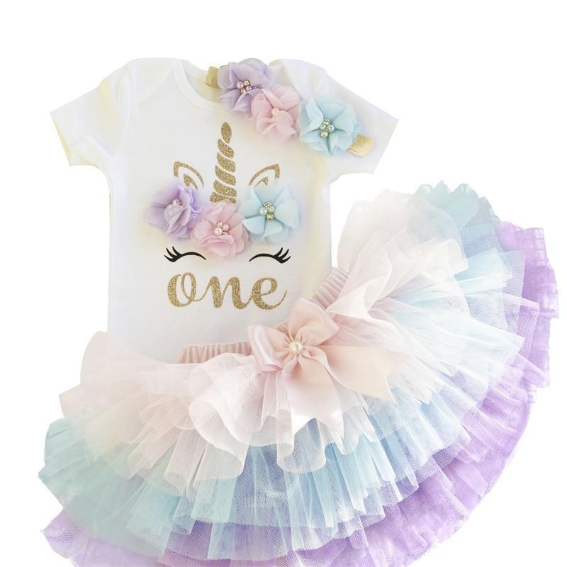 Unicorn Party Dresses For 1 Year Baby Girl Birthday Outfits FOr 1st Birthday Party