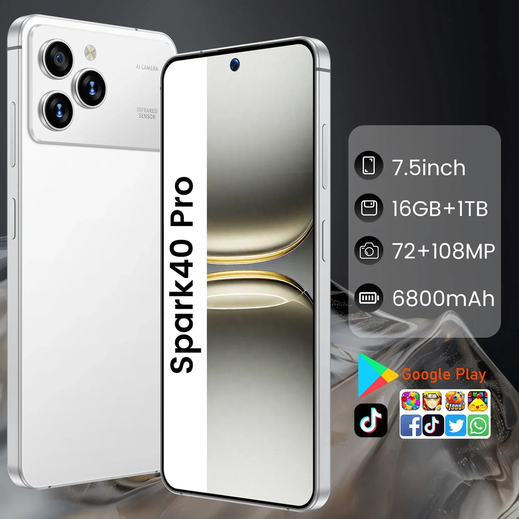Original Pro Spark 40 Smartphones 16GB+1TB 5G Dual SIM Cellphone Mobile Phone