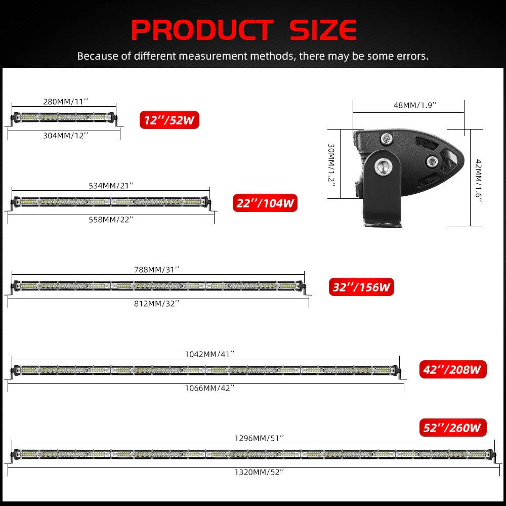 CO LIGHT 10D 10 20 30 inch 52W 104W 156W LED Work Light Bar Combo 4x4 Offroad LED Light Bar for Tractor Boat 4WD 4x4 Trucks ATV