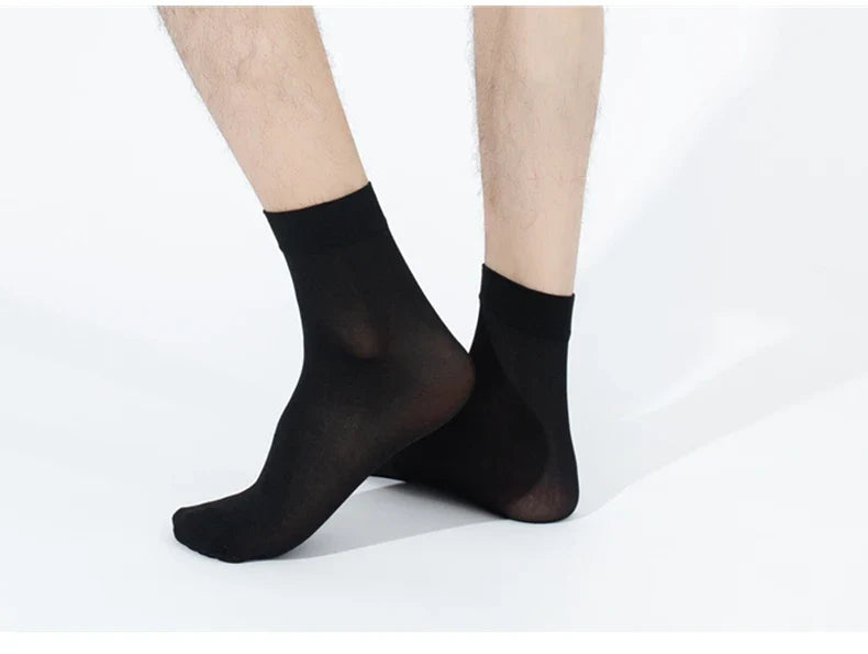 10pairs Bamboo Fiber Silk Men's Summer Socks Thin Stripe Breathable