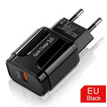 Black 3A Quick Charge 3.0 USB Charger EU Wall Mobile Phone Charger Adapter QC3.0 Fast Charging