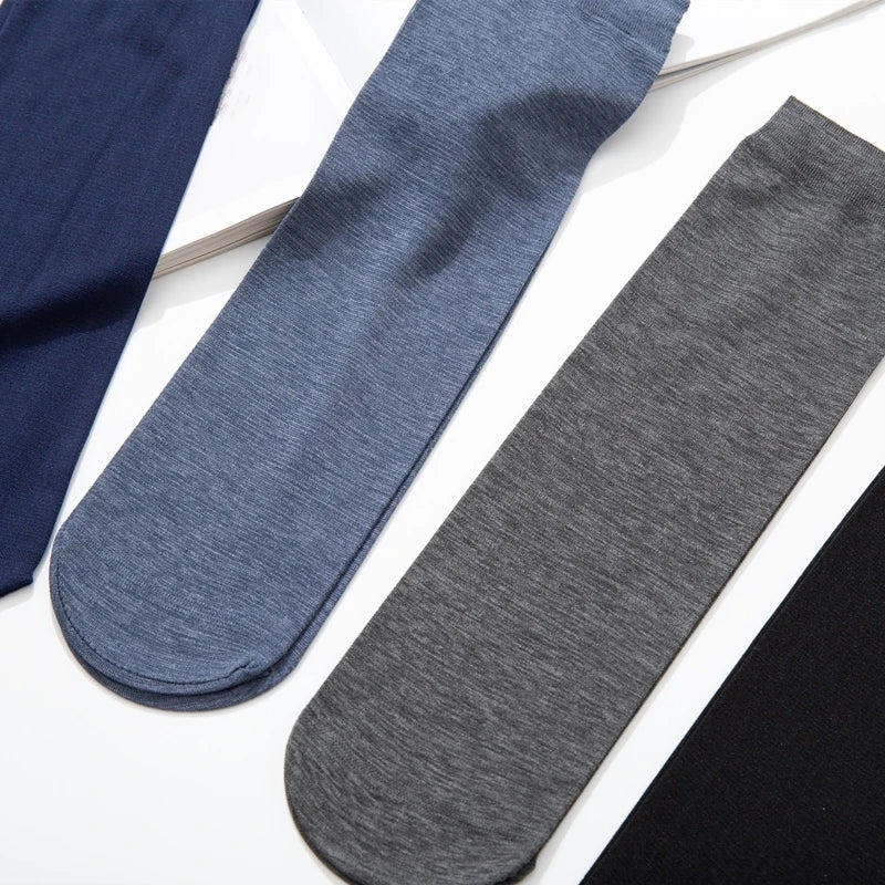 10pairs Bamboo Fiber Silk Men's Summer Socks Thin Stripe Breathable