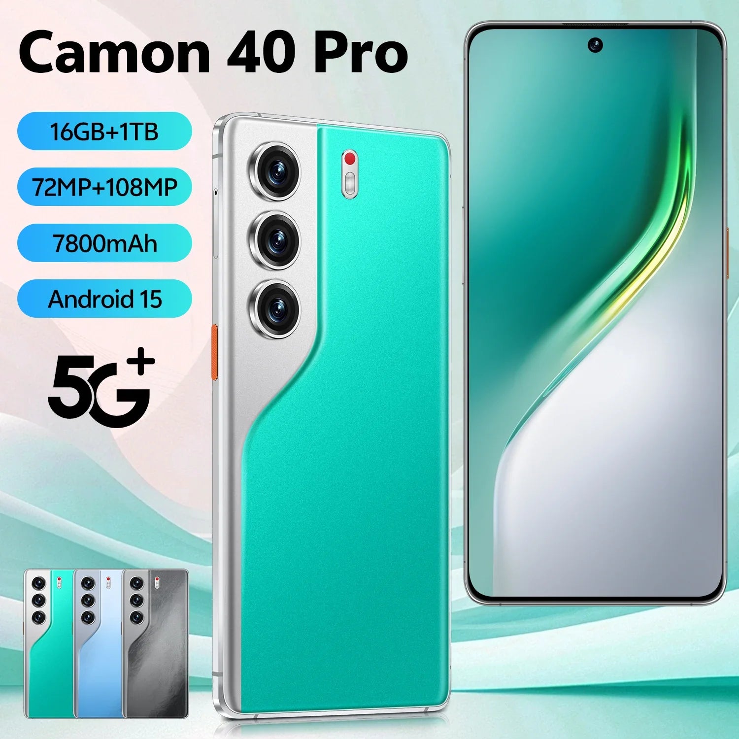 Camon 40 Pro 5G Global Unlocked Smartphone 7.3 Inch HD Screen 16GB+1TB Large Storage Deca Core 2025 Hot Selling