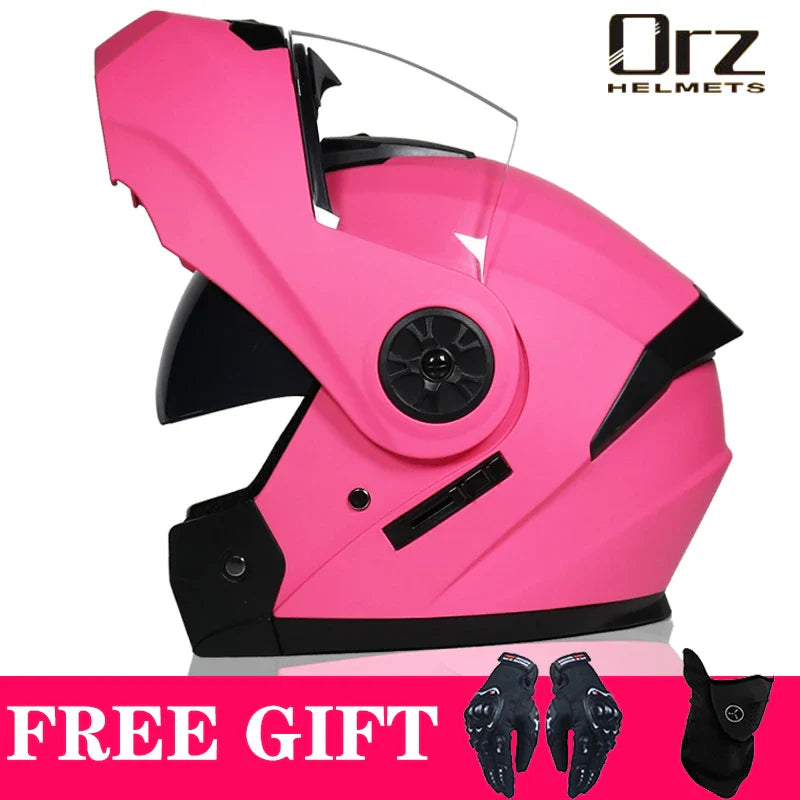 Latest DOT Approved Safety Modular Flip Motorcycle Helmet Voyage Racing Dual Lens Helmet Interior Visor Orz-161