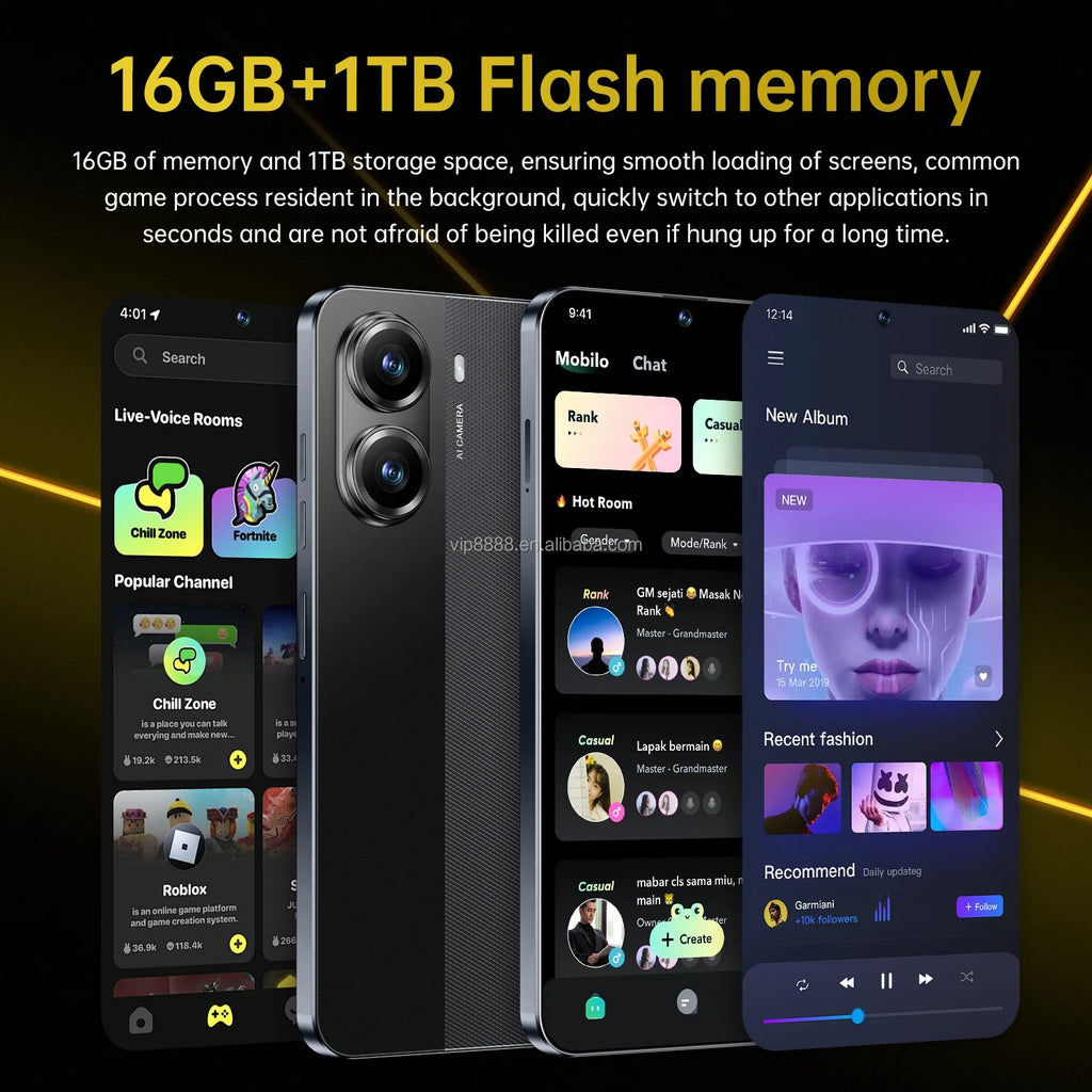 High Quality X7 Pro 16+1TB Smartphone 7.3 Inch Big Screen Android 14 Cellphones Mobile