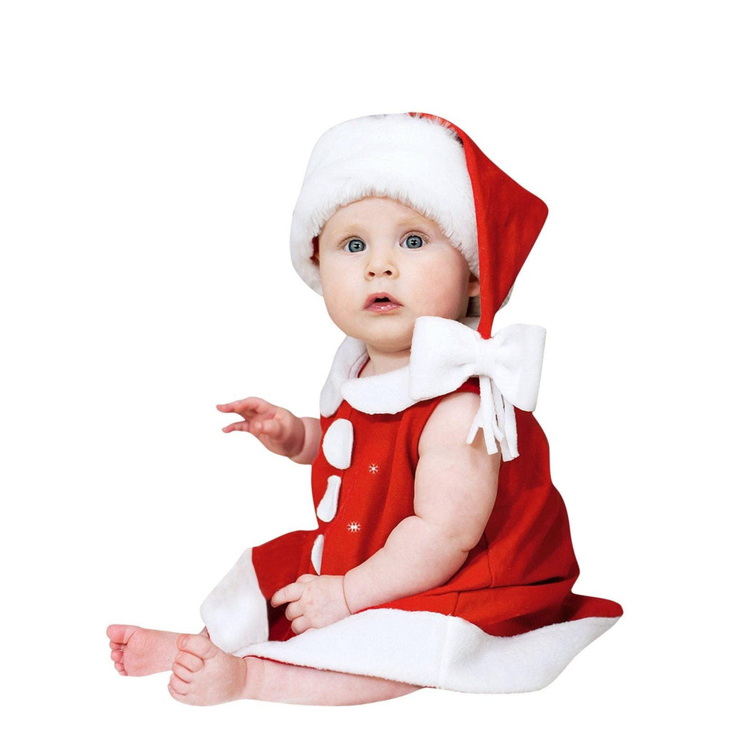 Christmas Princess Dress and Bowknot Hat Outfits Newborn  Perfect Gift For Baby Girl