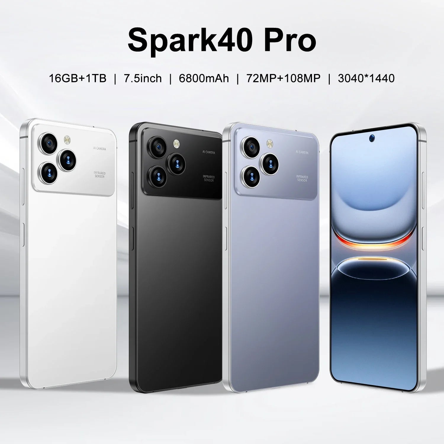 Original Pro Spark 40 Smartphones 16GB+1TB 5G Dual SIM Cellphone Mobile Phone