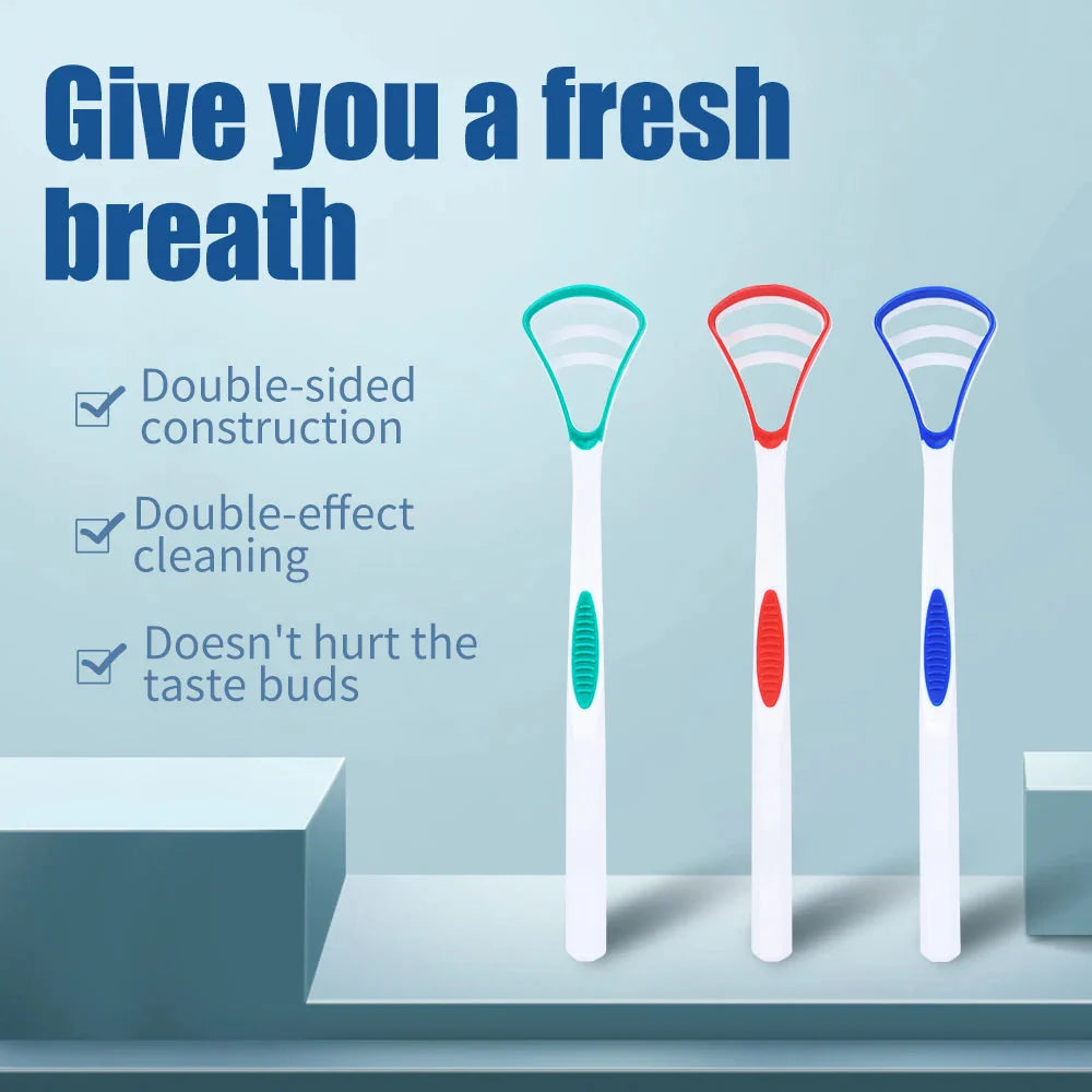 Silicone Tongue Scraper & Cleaner Brush - Fresh Breath Oral Care Tool, 1/3/6/12 Pack