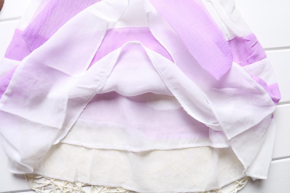 Luxury Summer Fashion Purple Stripe Round Neck Sleeveless Chiffon Dresses for baby Girls With Big Bow