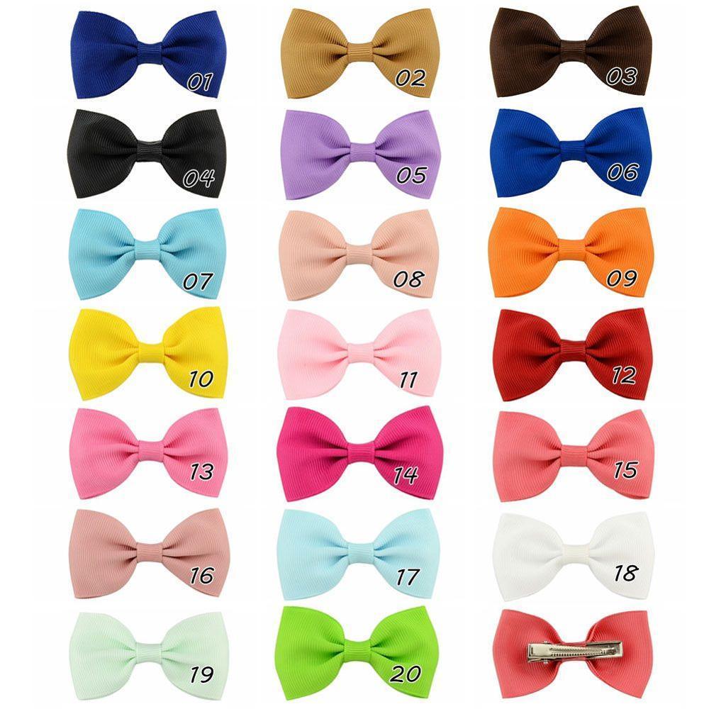 Colorful Mini Bow Tie Hair Clip Small Sweet Solid Ribbon Bow Safety Hair Clips Hairpins Baby Girl Hair Accessories