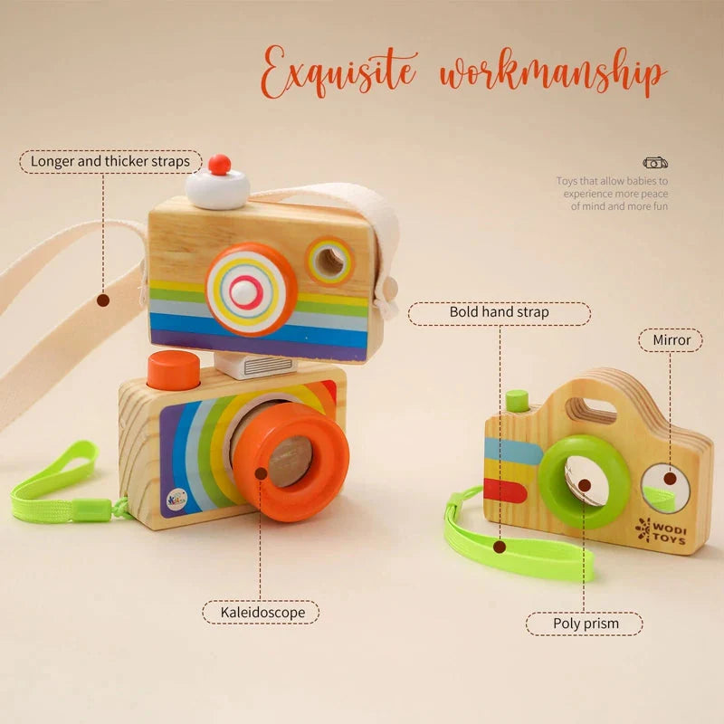 Wooden Fashion Camera Montessori Baby Toy Pendant