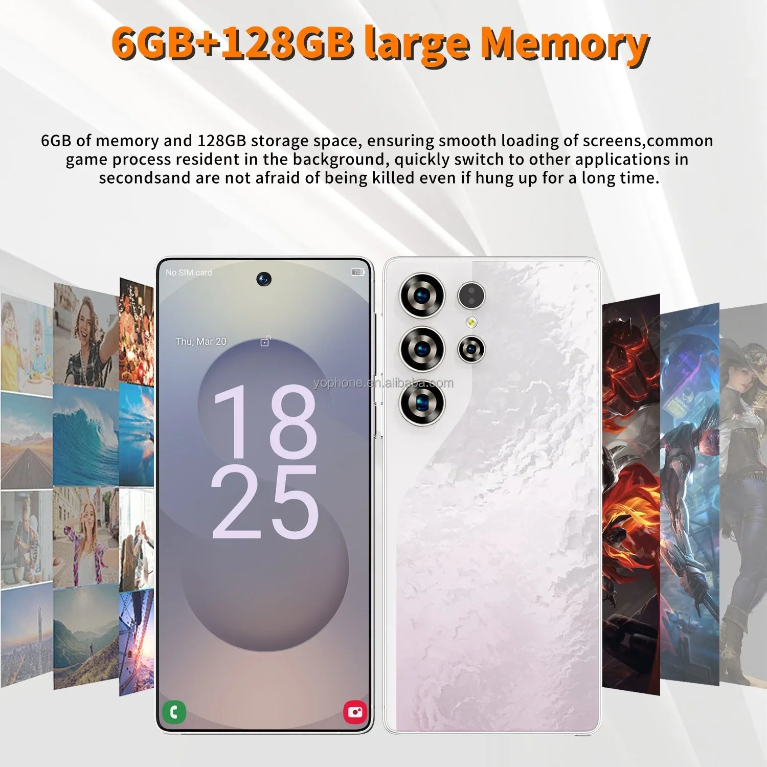 Android Fingerprint Unlock 4G 5g Network 6.6Inch Mobile Phone 5G Smartphone