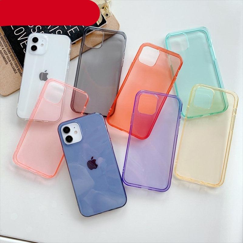 Shockproof Bumper Cover Anti-Scratch Protective Slim Thin Phone Case for iPhone Candy Color Transparent Silicone Phone Case For iPhone 14 12 13 Mini 14 Pro Max Clear Soft Cover