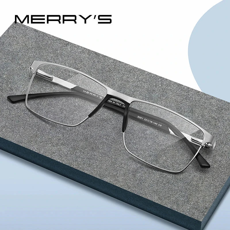 MERRYS DESIGN Men’s Titanium Glasses – Ultralight Square Prescription Frame