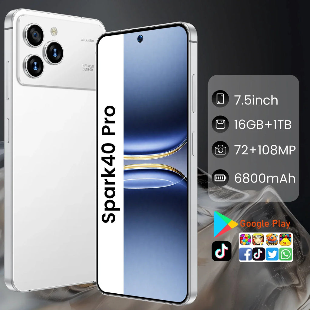 Original Pro Spark 40 Smartphones 16GB+1TB 5G Dual SIM Cellphone Mobile Phone