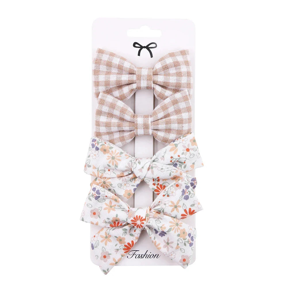 4Pcs Leopard Print Hair Bow Clips for Baby Girls Lace Barrettes
