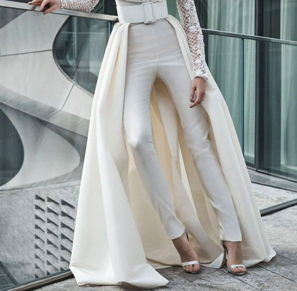 Satin Wedding Detachable Skirt Removable Train for Dresses Bridal Overskirt
