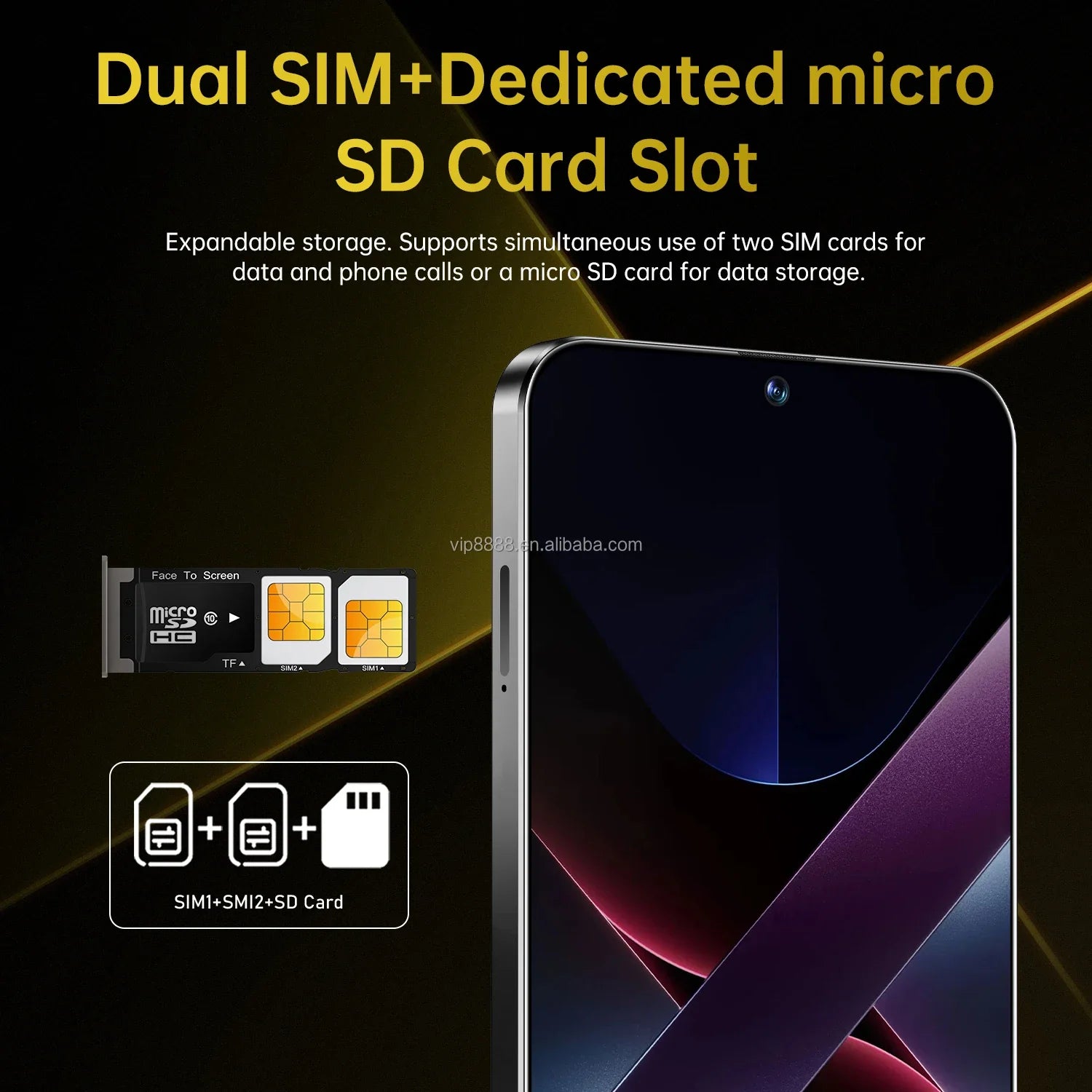 High Quality X7 Pro 16+1TB Smartphone 7.3 Inch Big Screen Android 14 Cellphones Mobile