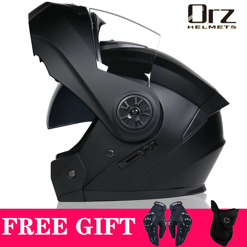 Latest DOT Approved Safety Modular Flip Motorcycle Helmet Voyage Racing Dual Lens Helmet Interior Visor Orz-161