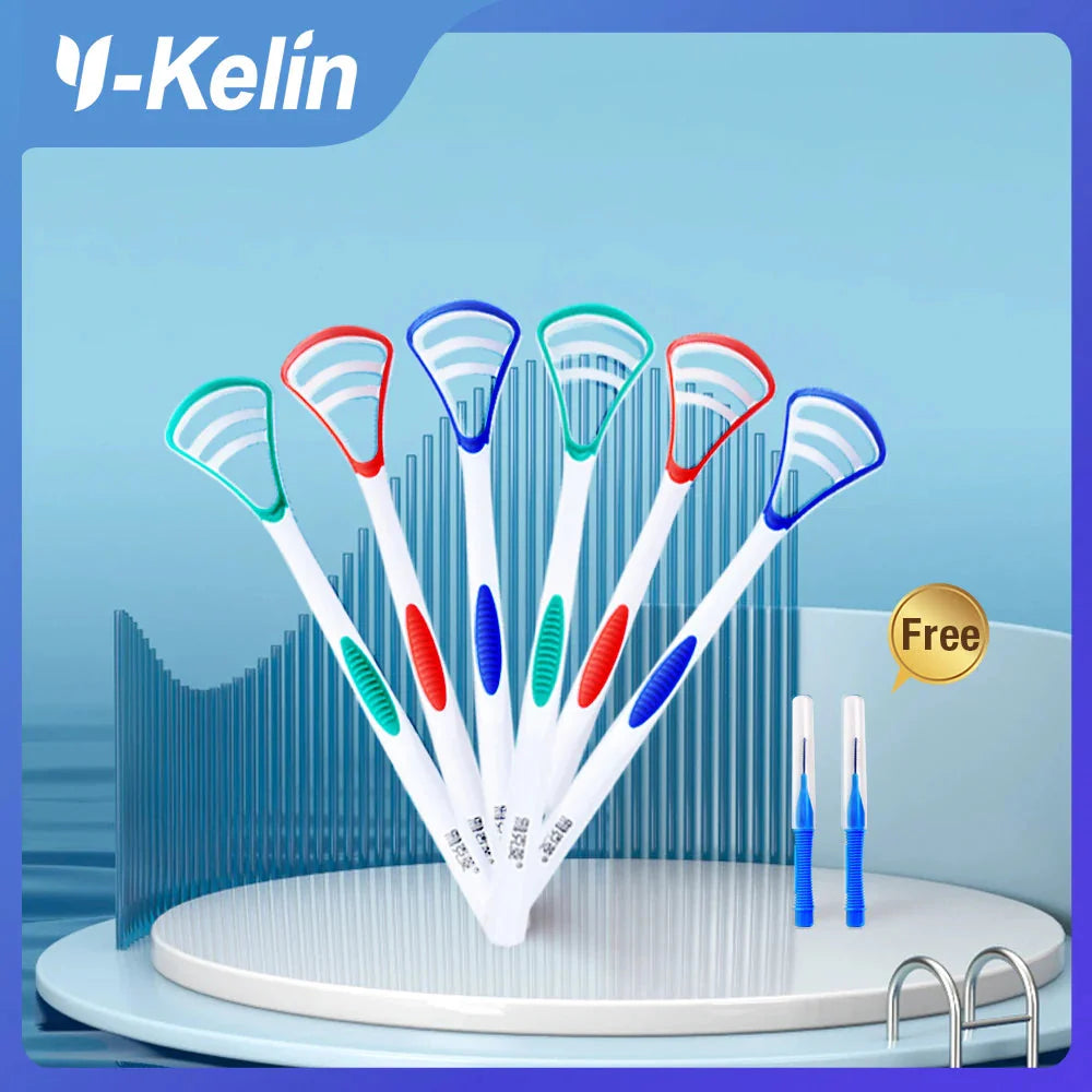 Silicone Tongue Scraper & Cleaner Brush - Fresh Breath Oral Care Tool, 1/3/6/12 Pack