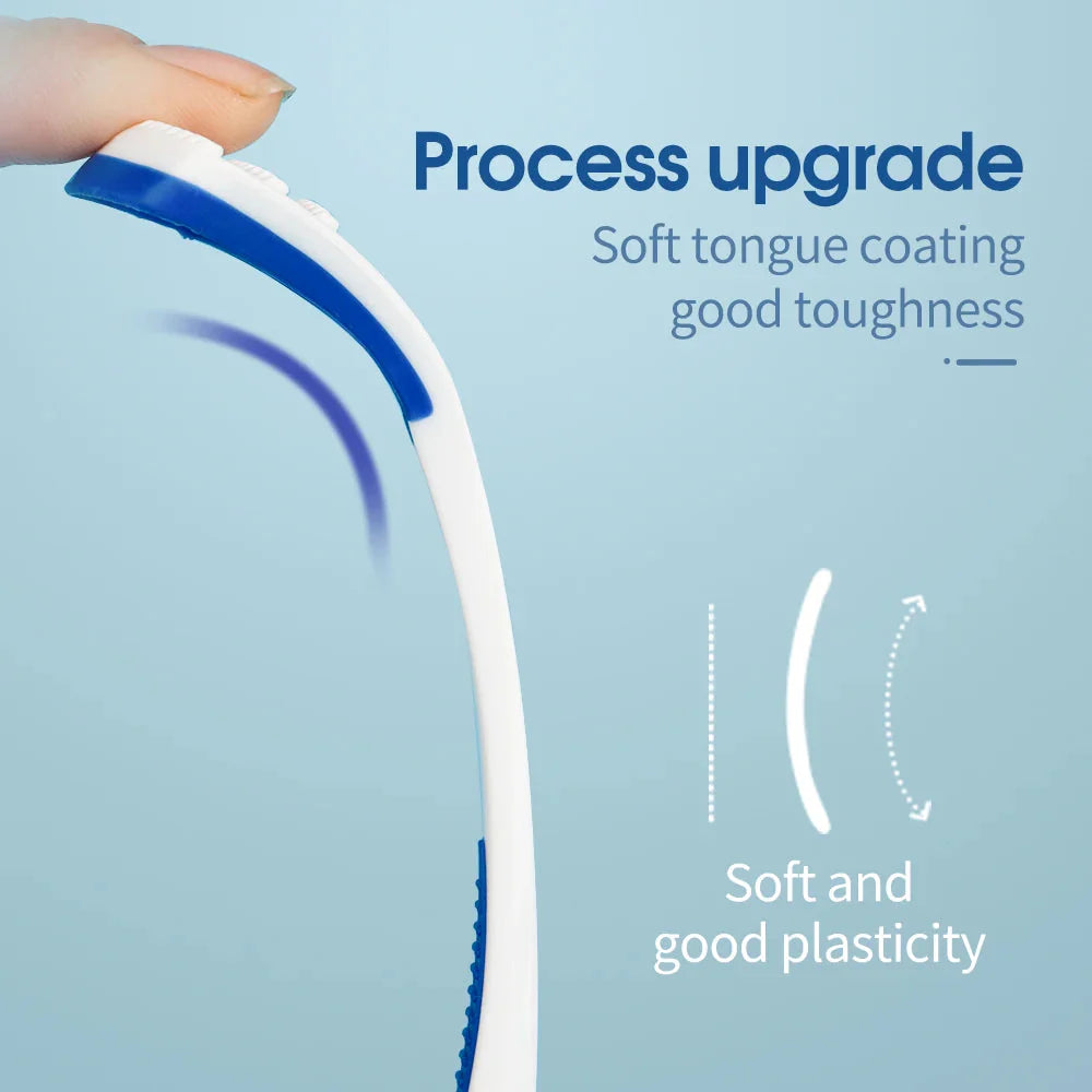 Silicone Tongue Scraper & Cleaner Brush - Fresh Breath Oral Care Tool, 1/3/6/12 Pack