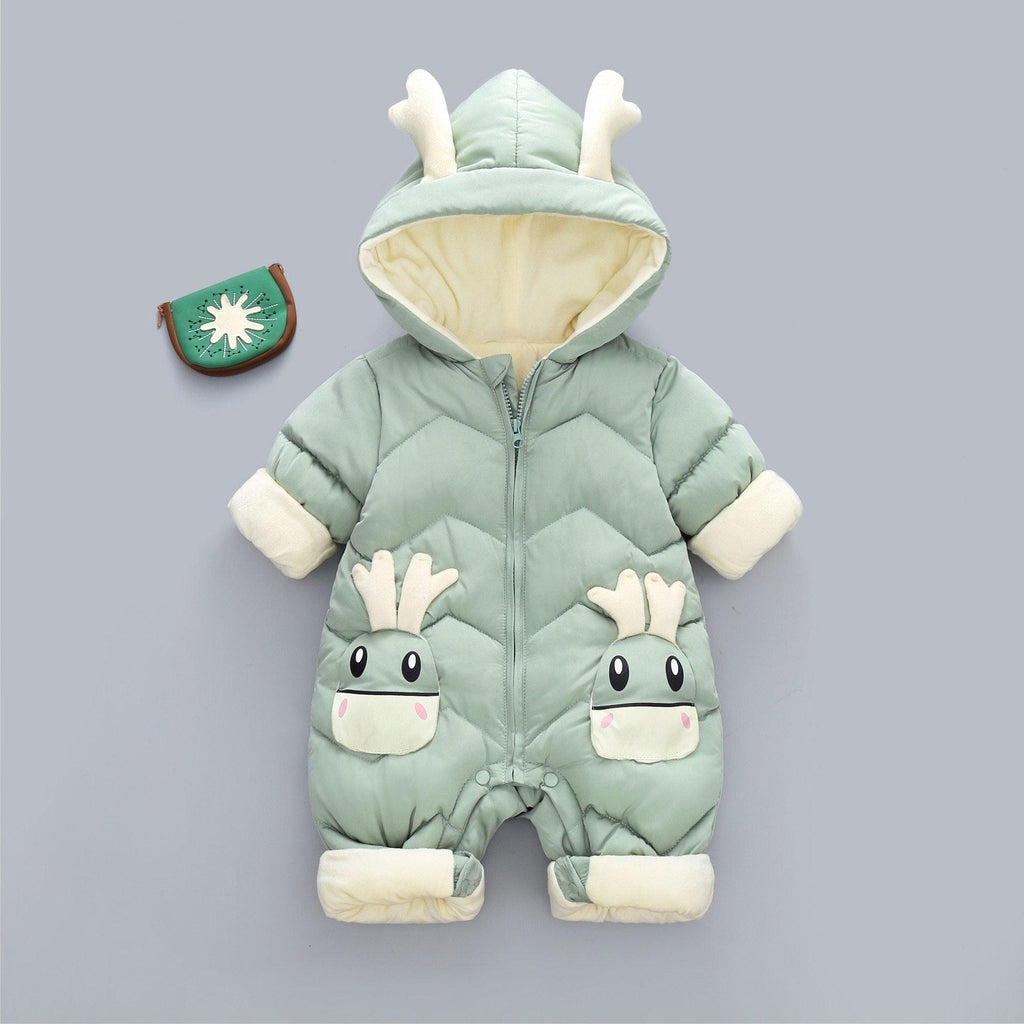 Modern Elegant Baby Warm Thick Cotton Hooded Jumpsuit Snowsuit Rompers Outfit for Children In Modern Design