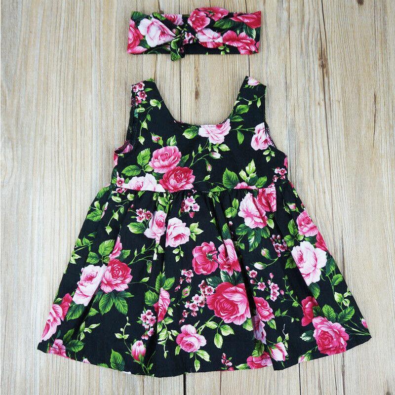 Interesting Toddler Kids Baby Girl Party Princess Floral summer Dress Pageant Clothes With Bow