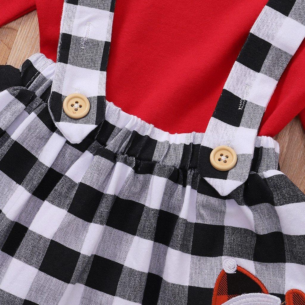 Cute Outfits Autumn Winter Plaid Suspender  Christmas Dress Clothing  Kids Girls Skirts