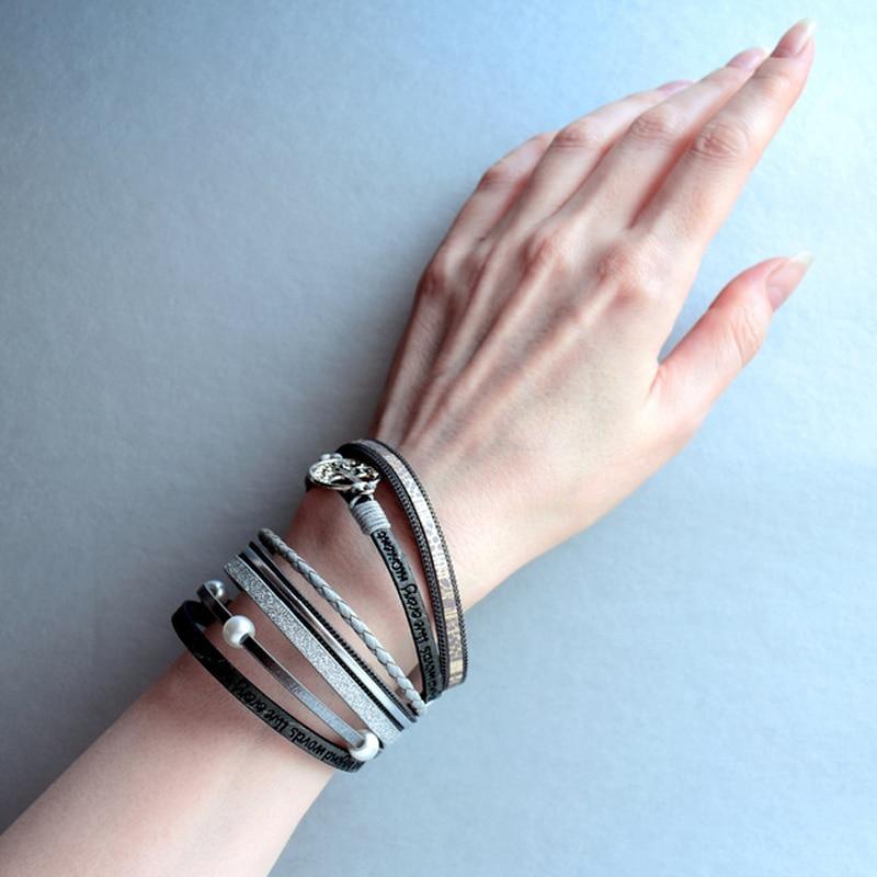 Handmade Luxury Fashion Modern Amazing Charm Pearl Life of tree Leather Bracelets For Women And Man