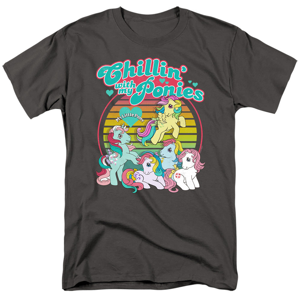 My Little Pony Retro Chillin With My Ponies Mens T Shirt Charcoal Officially Licensed
