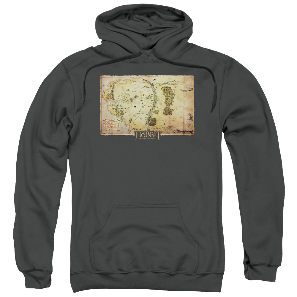 The Hobbit Middle Earth Map Mens Hoodie Charcoal Officially Licensed