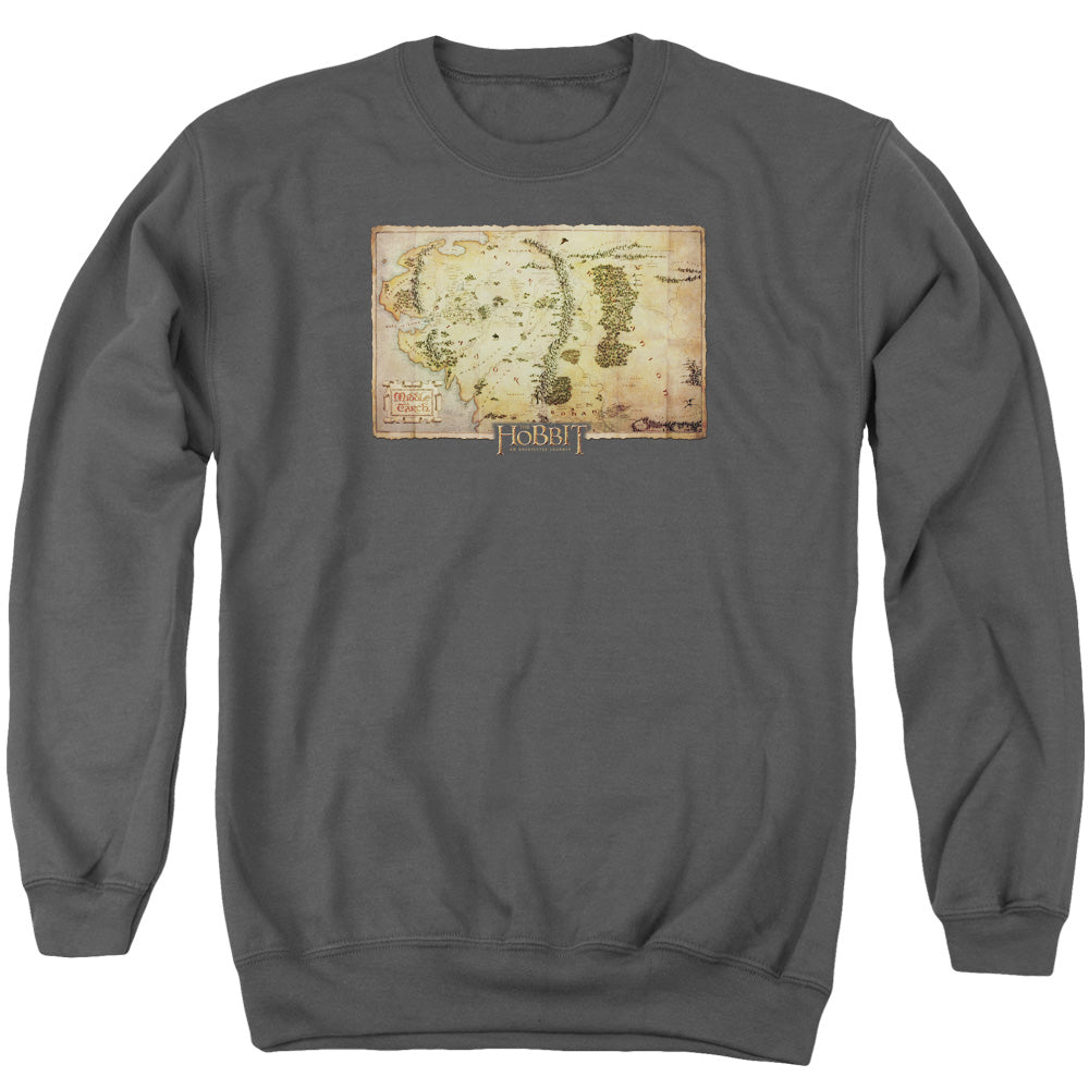 The Hobbit Middle Earth Map Mens Crewneck Sweatshirt Charcoal Officially Licensed