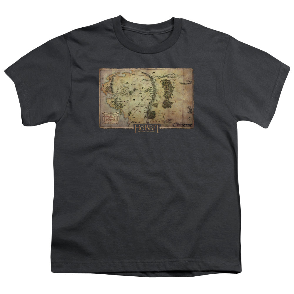 The Hobbit Middle Earth Map Kids Youth T Shirt Charcoal Officially Licensed